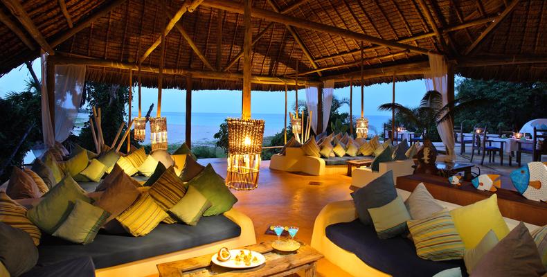 Sumptuous lounge and restaurant terrace at Ras Kutani